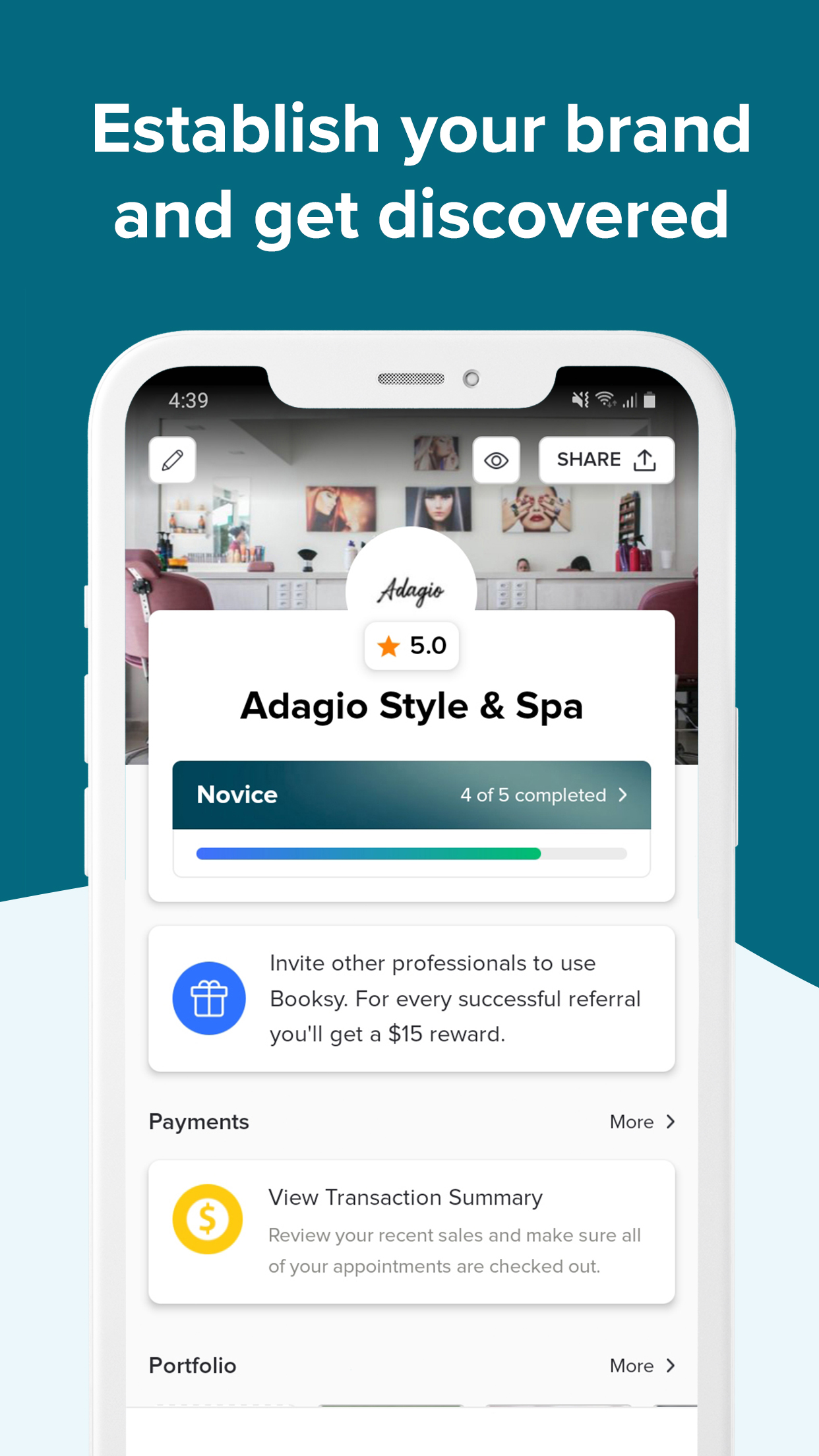 screenshot of Booksy Biz